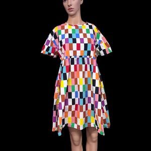 PRIDE x Target Babydoll Dress Womens Sz XS Colorblock Checkered Cotton
